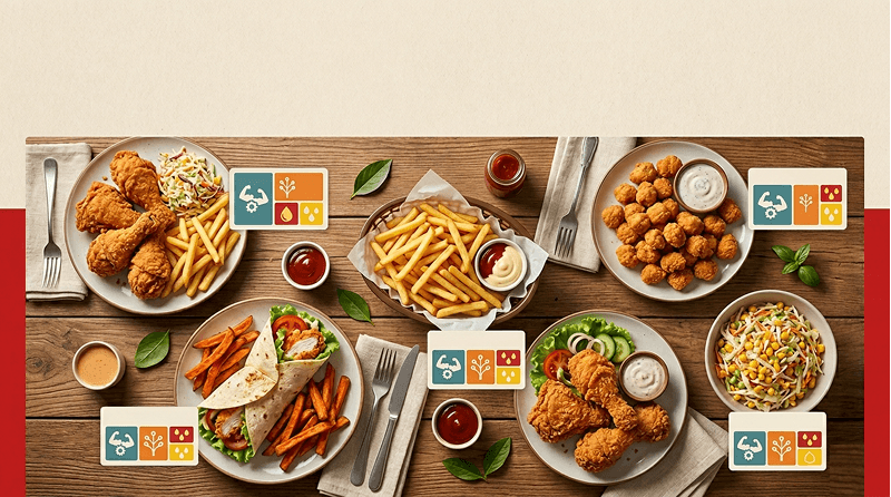 KFC meal lineup for menu calorie comparison